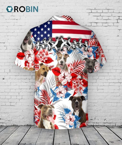 American Staffordshire Terrier Hawaiian Shirt, Short Sleeve Flower Dog Aloha Beach Shirts For Summer Day