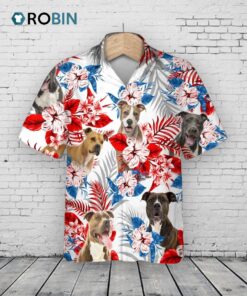 American Staffordshire Terrier Hawaiian Shirt, Short Sleeve Flower Dog Aloha Beach Shirts For Summer Day American Staffordshire Terrier Hawaiian Shirt, Short Sleeve Flower Dog Aloha Beach Shirts For Summer Day
