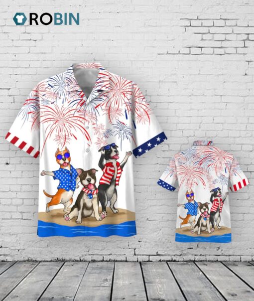 American Staffordshire Terrier Shirts, Independence Day Is Coming Aloha Summer Beach Shirts, American Pride Happy 4th Of July Shirt