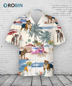 American Staffordshire Terrier Summer Beach Hawaiian Shirt, Cool Aloha Full Print Dog In Hawaiian Shirt American Staffordshire Terrier Summer Beach Hawaiian Shirt, Cool Aloha Full Print Dog In Hawaiian Shirt