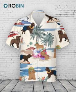 American Water Spaniel Summer Beach Hawaiian Shirt, Summer Beach And Dog In Hawaii Aloha Shirt American Water Spaniel Summer Beach Hawaiian Shirt, Summer Beach And Dog In Hawaii Aloha Shirt
