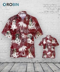 Aussie Doodle Hawaiian Shirt, Best Dog Hawaii Shirt Short Sleeve Red Tribal Pattern