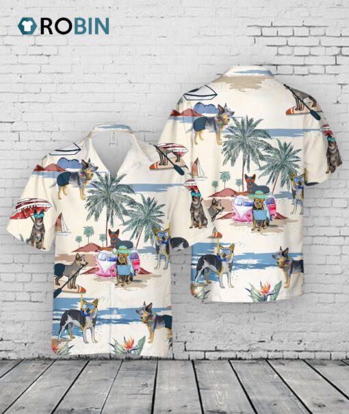 Australian Cattle Dog Summer Beach Hawaiian Shirt, Summer Beach And Dog In Hawaii Aloha Shirt