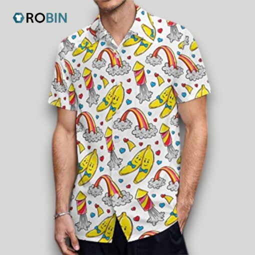 Banana Hawaiian Shirt, Pride Month Rainbow Lgbt Print Summer Hawaiian Shirts Beach Shirts Gift
