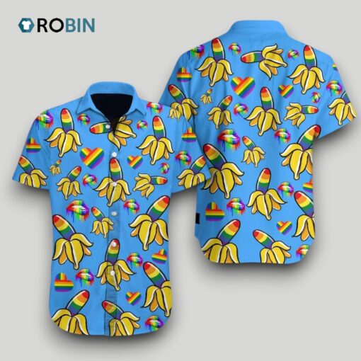 Banana Hawaiian Shirts, Lgbt Banana Hawaiian Shirt, Rainbow Banana Hawaiian Shirt For Gay Man