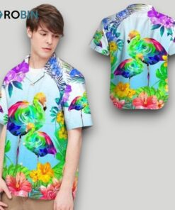 Beach Shirt Hawaii Shirt Lgbt Flamingo Tropical , Aloha Shirt, Pride Month Clothing
