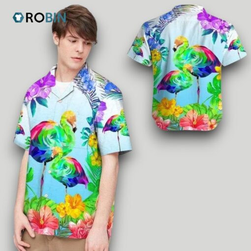 Beach Shirt Hawaii Shirt Lgbt Flamingo Tropical , Aloha Shirt, Pride Month Clothing