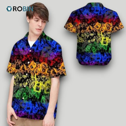 Beach Shirt Hawaii Shirt Lgbt Letters Neon Rainbow , Aloha Shirt