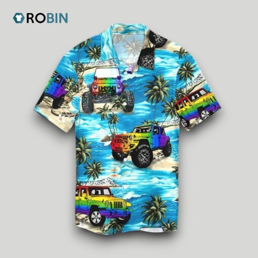 Beach Shirt Hawaiian Jeep Car Lgbt Beach, Gay Hawaiian Shirts, Gay Pride Apparel