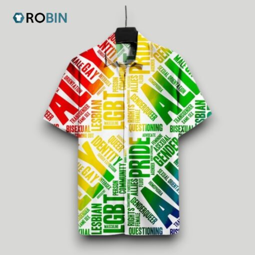 Beach Shirt Lgbt Hawaiian Shirt Lgbt Pride Straight Ally Rainbow Colors Hawaii Tshirt , Aloha Shirt