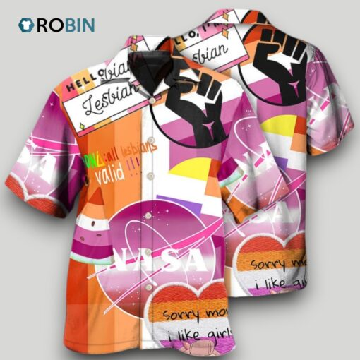 Beach Shirt Lgbt Lesbian Sorry Mom I Like Girls, Genderfluid Hawaiian Shirt