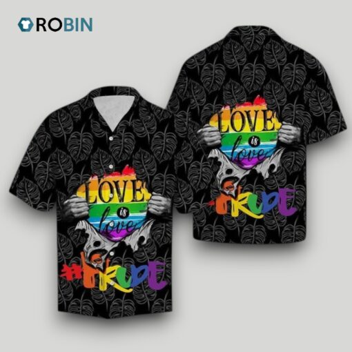 Beach Shirt Lgbt Pride Love Is Love In Black Hawaiian Shirt , Love Is Love Pride Aloha Shirt