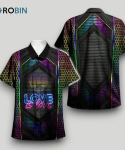Beach Shirt Lgbt Pride Love Is Love Neon Aloha Hawaiian Shirts Swim Trunks Beach Shorts