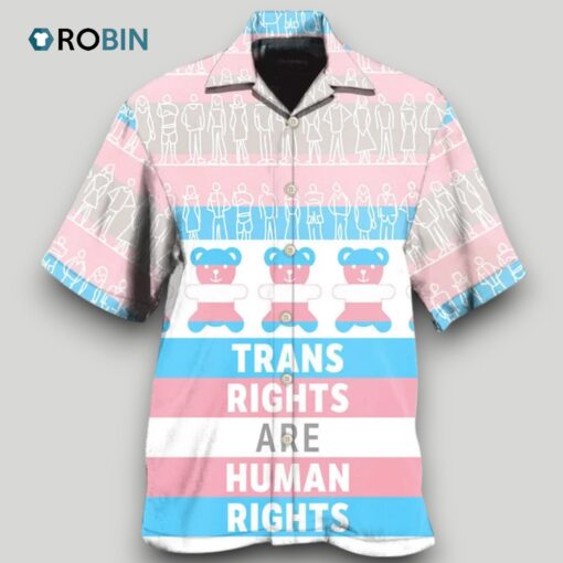 Beach Shirt Lgbt Trans Rights Are Human Rights, Trans Pride Hawaiian Shirt