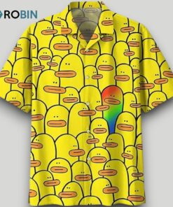 Beach Shirt Yellow Duck LGBTQ Hawaiian Shirt Funny Duck Hawaii Shirts Duck Gifts Pride Gifts , Aloha Shirt