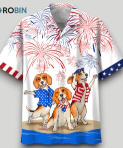 Beagle Hawaiian Shirts For Independence Day Happy 4th Of July Hawaiian Aloha Beach Shirts For Summer