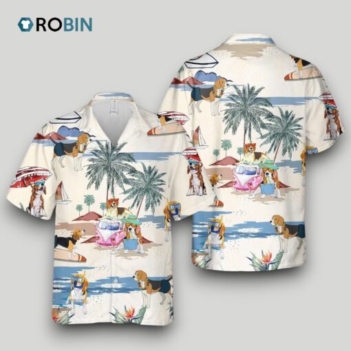 Beagle Summer Beach Hawaiian Shirt, Summer Dog On The Beach In Hawaii Aloha Shirts