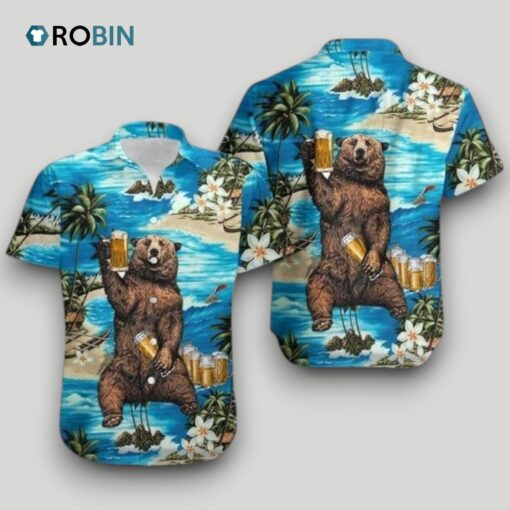 Bear Hawaiian Shirts, Bear And Beer Hawaii Aloha Beach Shirt, Gift To Bear Lovers