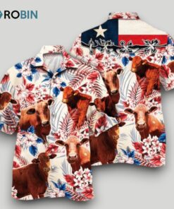 Beefmaster Cattle Lovers Texas Flag Hawaiian Shirt, Cow Unisex Hawaiian Shirt