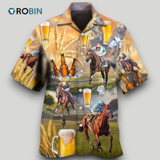 Beer And Horse Racing On The Steppe Hawaiian Shirt Men Women
