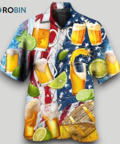 Beer And Lemon Independence Day Pattern Hawaiian Shirt Men Women Beer And Lemon Independence Day Pattern Hawaiian Shirt Men Women