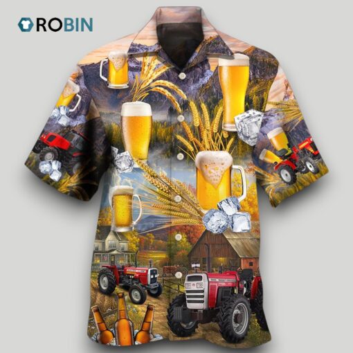 Beer And Tractor Autumn Farm Life Hawaiian Shirt Short Sleeve