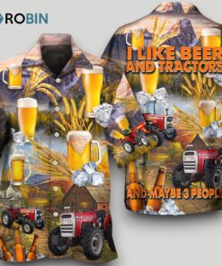 Beer And Tractor Autumn Farm Life Hawaiian Shirt Short Sleeve Beer And Tractor Autumn Farm Life Hawaiian Shirt Short Sleeve