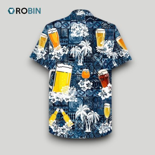 Beer Hawaiian Shirt Style Blue Drinking Shirt Beer Lover Gift, Summer Hawaiian Shirts