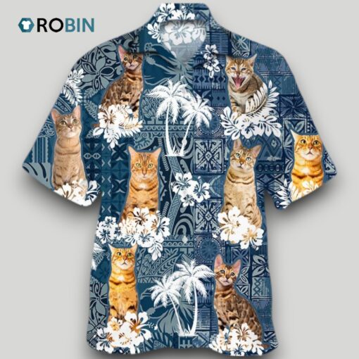 Bengal Hawaiian Shirt For Summer Travel, Cat Hawaiian Shirt For Man And Woman, For Cat Lovers