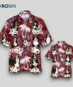 Bernadoodle Hawaiian Shirt, Summer Hawaiian Shirt With Tribal Pattern