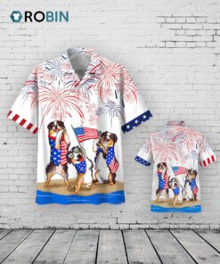 Bernese Mountain Dogs Hawaiian Shirts, Independence Day Is Coming, American Usa Flag Aloha Hawaii Shirt