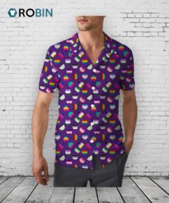 Bisexual Beach Hawaiian Full Print Shirt, Hawaii Shirt For Trans Queer, Men Hawaiian 3D Shirt For Gay Transgender Bi Gift
