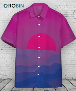 Bisexual Pride Sunrise Hawaii Shirt, Hawaiian Short Sleeve Shirt, Bisexual Pride Hawaiian Shirt