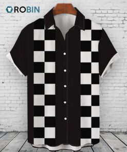 Black and White Hawaiian Shirt Casual Shirt for Men Chess Square Shirt Black and White Hawaiian Shirt Casual Shirt for Men Chess Square Shirt