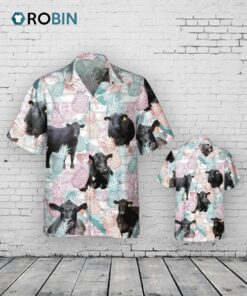 Black Angus And Pineapple Hawaiian Shirt, Black Angus Hawaii Aloha Shirt, Bull Hawaiian Shirt