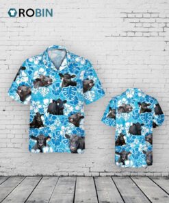 Black Angus Blue Floral Hawaiian Shirt, Cow Hawaii Aloha Beach Shirt, Bull Hawaiian Shirt Black Angus Blue Floral Hawaiian Shirt, Cow Hawaii Aloha Beach Shirt, Bull Hawaiian Shirt