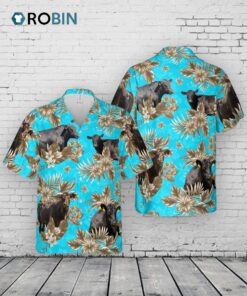 Black Angus Cattle Lovers Aloha Pattern All Over Printed 3D Hawaiian Shirt