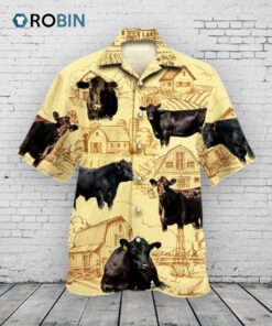 Black Angus Cattle Lovers Farm Hawaiian Shirt, Cow Hawaiian Shirt