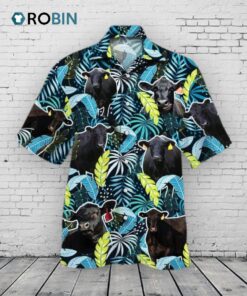 Black Angus Cattle Lovers Jungle Leaves Hawaiian Shirt Black Angus Cattle Lovers Jungle Leaves Hawaiian Shirt