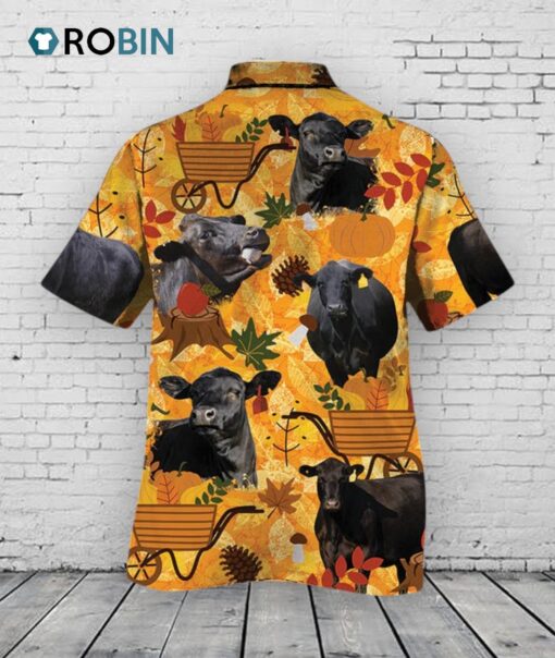 Black Angus Cattle Lovers Orange Nature Autumn Hawaiian Shirt