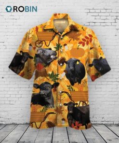 Black Angus Cattle Lovers Orange Nature Autumn Hawaiian Shirt Black Angus Cattle Lovers Orange Nature Autumn Hawaiian Shirt