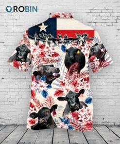 Black Angus Cattle Lovers Texas Flag Hawaiian Shirt