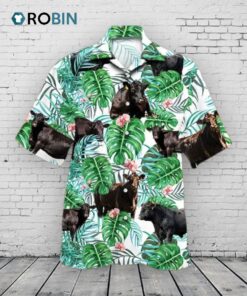Black Angus Cattle Lovers Tropical Plant Hawaiian Shirt