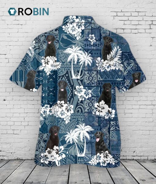 Black Labrador Hawaiian Shirt With Pocket, Black Dog Hawaii Shirts, Hawaii Dog Shirts