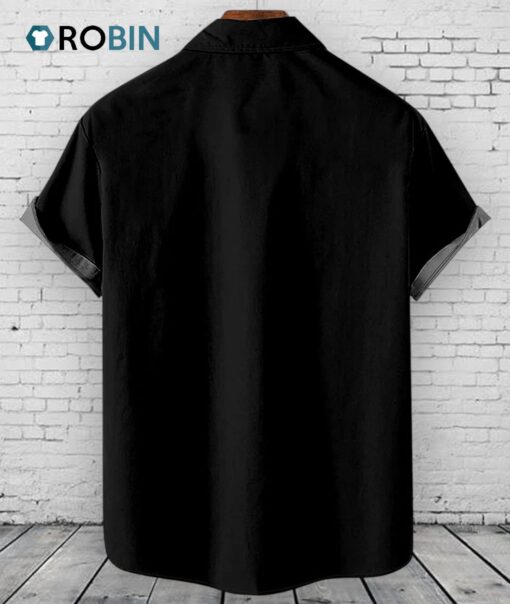 Black Retro Guitar Print Hawaiian Shirts Gift for Guitarist Classic Shirt for Guitar Lover
