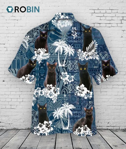 Bombay Hawaiian Shirt For Summer, Black Cat Hawaiian Shirt, Hawaii Cat Shirt, Animal 3D Hawaii Shirt