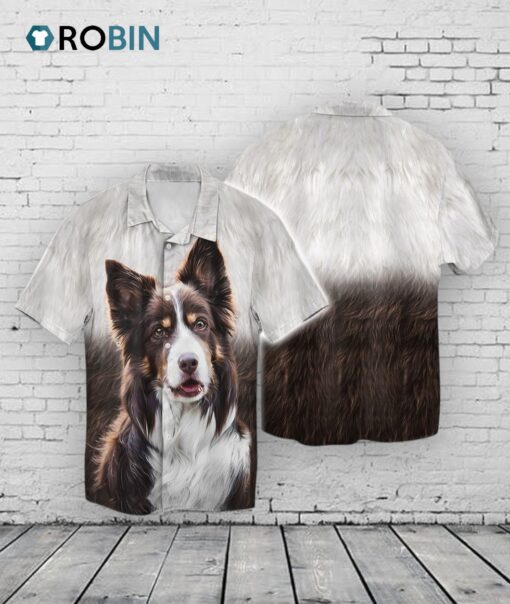 Border Collie Painting 3D Hawaiian Shirt For Dog Lovers, Dog Hawaii Shirts