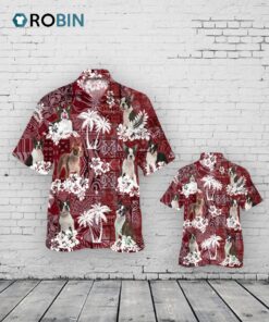 Boston Terrier Hawaiian Shirt, Dog Aloha Beach Shirt Red Tribal Pattern Boston Terrier Hawaiian Shirt, Dog Aloha Beach Shirt Red Tribal Pattern