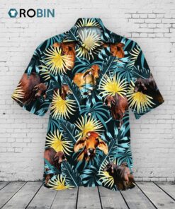 Brahman Cattle Blue And Yellow Tropical Plants Hawaiian Shirt Brahman Cattle Blue And Yellow Tropical Plants Hawaiian Shirt