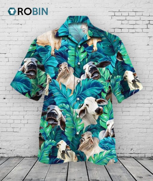 Brahman Cattle Shirt Green, Brahman Cow Hawaii Shirt Green Brahman Cattle Lovers Hawaiian Shirt